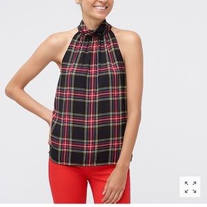 J crew plaid neck tie top